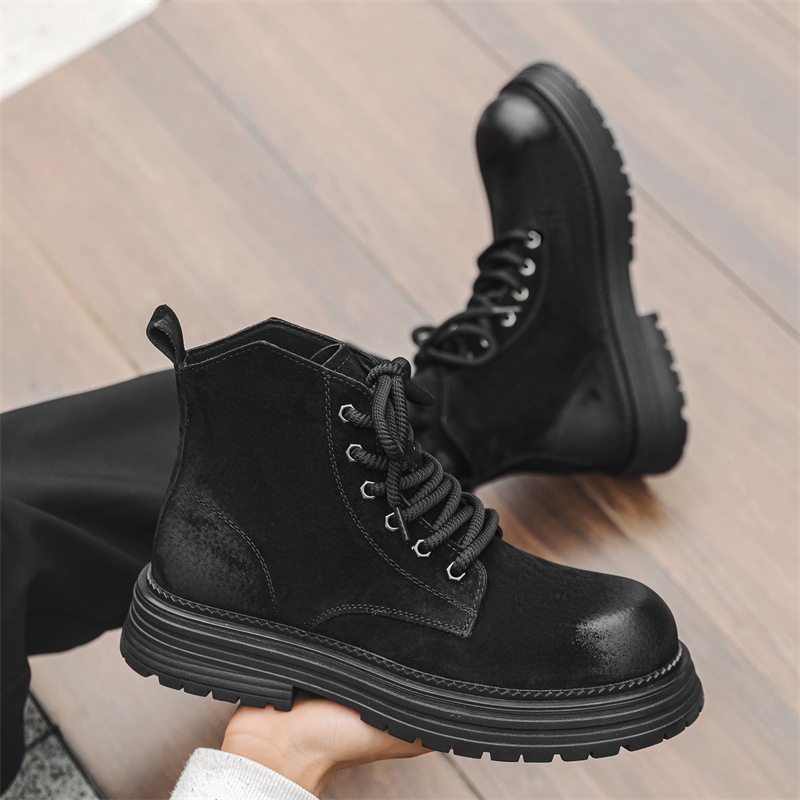 Vintage Martin Boots Men's 2024 Autumn Ankle Boots Trendy All-match Rhubarb Boots British Style Thick Bottom Wear-resistant Tooling Boots