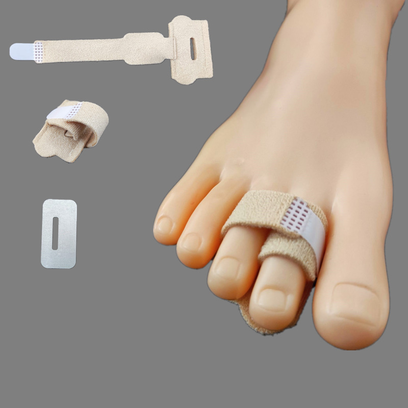 Two-Toe Thumb Sleeve with Cloth Strip, Middle Toe Stretcher, Toe Fixation Strap, Aluminum Strip Toe Strap