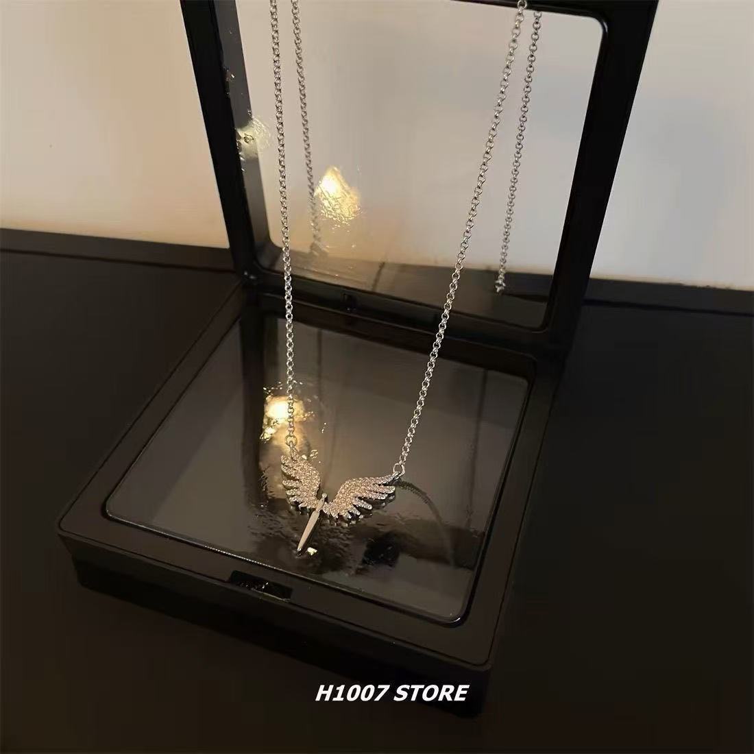 Ожерелье с ангельскими крыльями и бриллиантами для мужчин и женщин, нишевое высококачественное универсальное ожерелье на ключицу, аксессуары хип-хоп ювелирного искусства