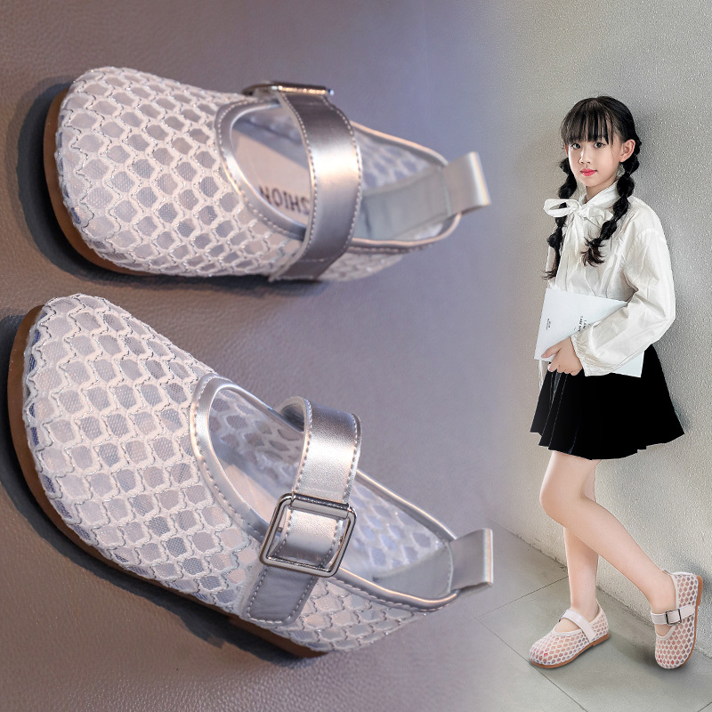 Korean Style Children's Shoes Spring and Summer New Children's Hollow Mesh Sandals Summer Girls Mary Jane Flats Shallow Shoes