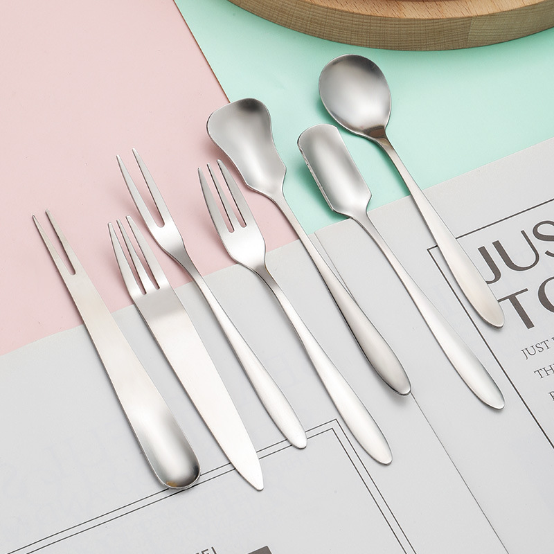 Stainless steel birthday cake moon cake knife, fork and spoon suit dessert cake spoon cake shovel can print LOGO