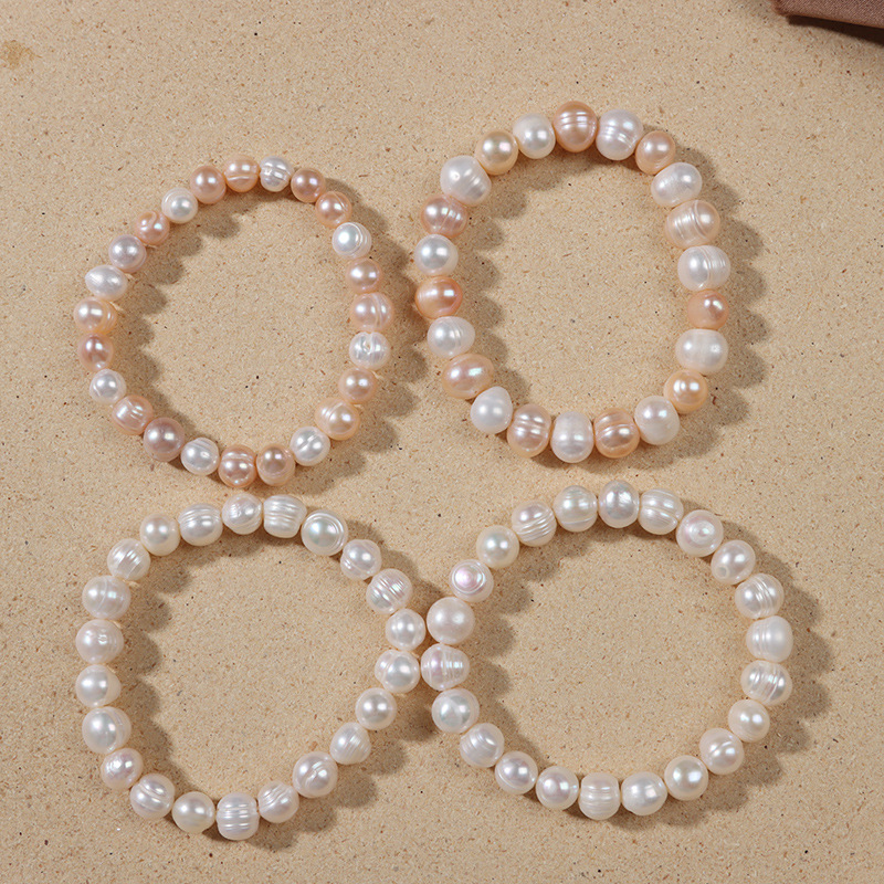 Wholesale Natural Freshwater Real Pearl Bracelets Elastic Bracelets Candy Color Holiday Live Broadcast Advertising Promotional Jewelry Gifts