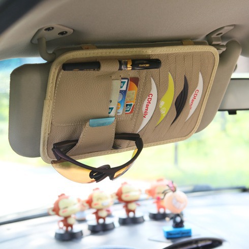 Car Multifunctional Cd Bag Car Car Cd Popular Genuine Leather Sunshade Cd Bag Micro Business Hot Model Wholesale