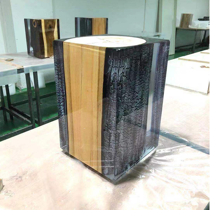 Soft decoration home decoration company Exhibition Crystal stool front desk reception place resin sitting Pier high-grade club solid wood chair