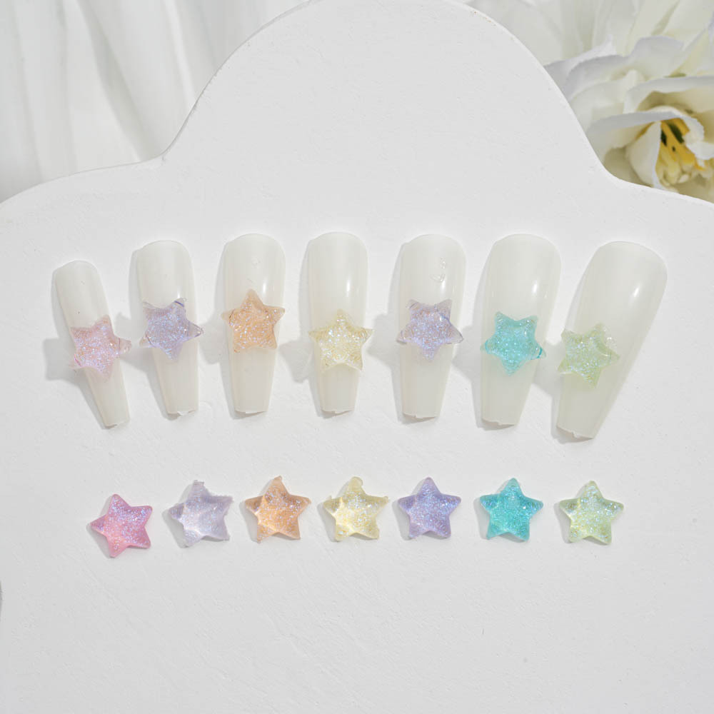 New luminous mocha star nail jewelry wear nail sticking Diamond five-pointed star diy clothing phone case headdress