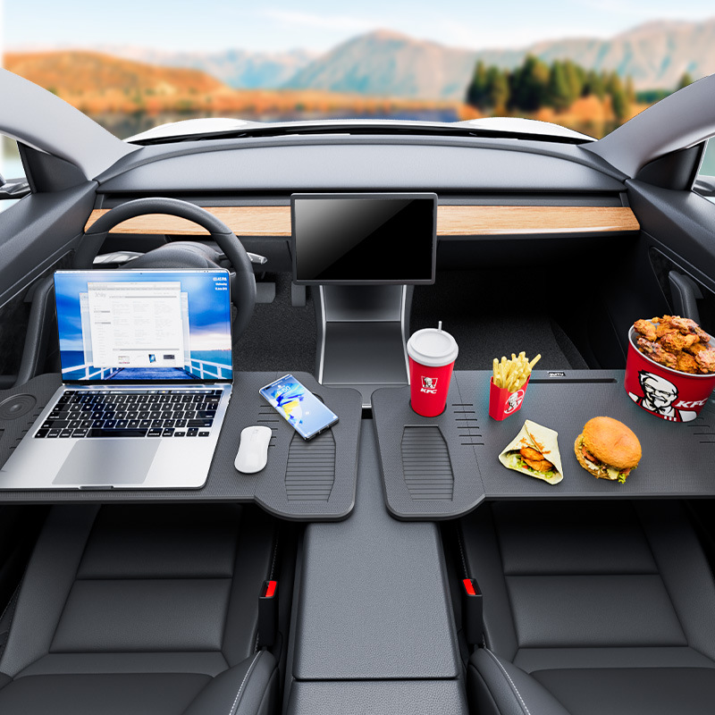 Car small table board Model3/Y dedicated front folding dining table computer desk car steering wheel table Board