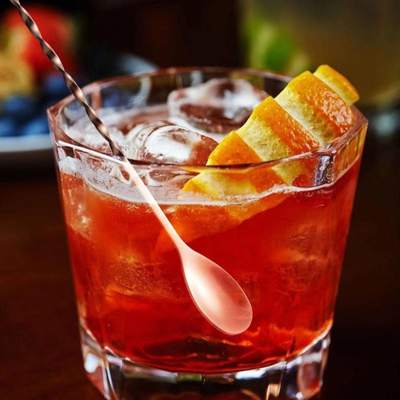 Mixing spoon 304 stainless steel long handle bar spoon ice spoon double-head dual-purpose mixing spoon fork long handle chicken tail Amazon