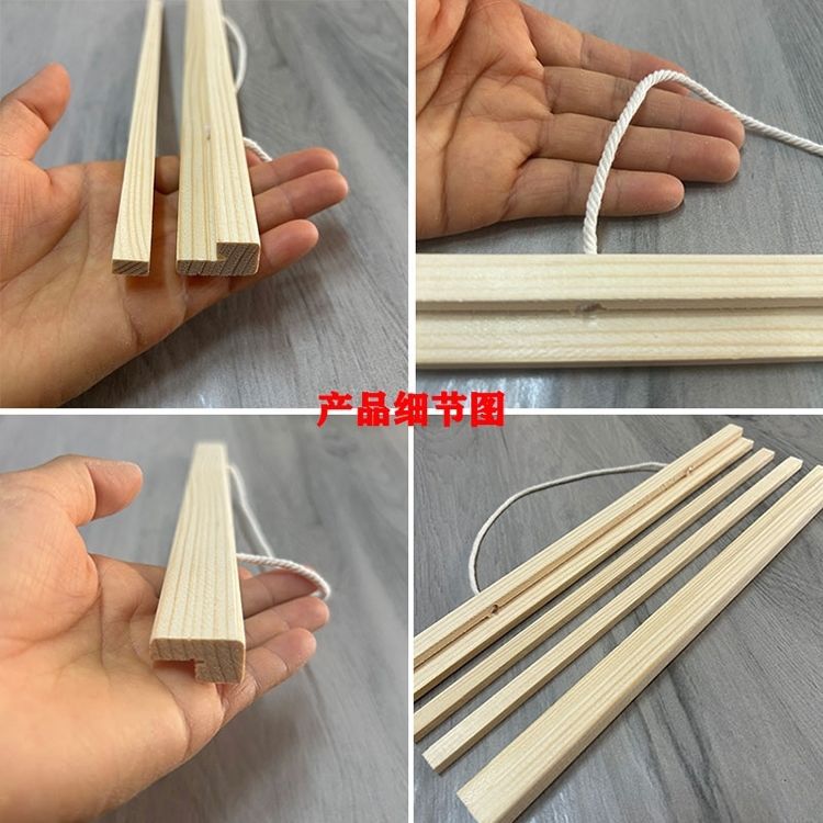 Готовый продукт из массива дерева, висячий свиток, пресс-клауза, деревянные полоски, канавочное соединение, висячий зажим для картин, декоративная палка для постеров
