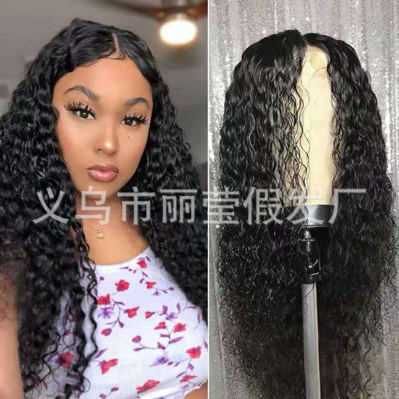 Corn perm long curly hair small curly African wig Europe and the United States cross-border Amazon wig manufacturers spot chemical fiber full head cover