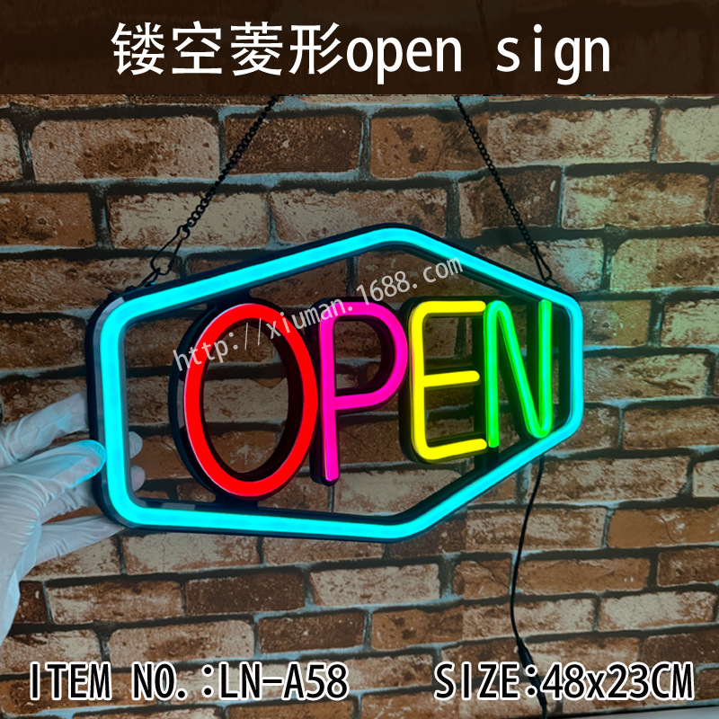 Diamond new OPEN light plate hollow NEON acrylic NEON SIGNS cross-border OPEN luminous word light