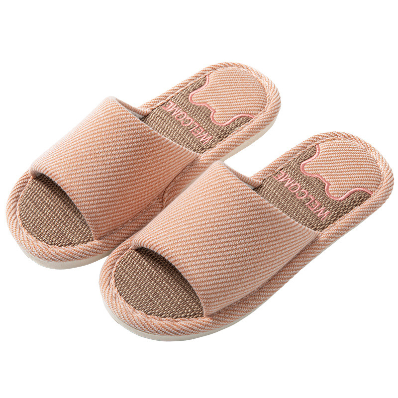 Breathable Linen Slippers for Men, Indoor Home, Non-Slip Soft Sole, Spring & Fall Seasons, Silent Sweat-Absorbent Cotton and Linen Shoes for Women