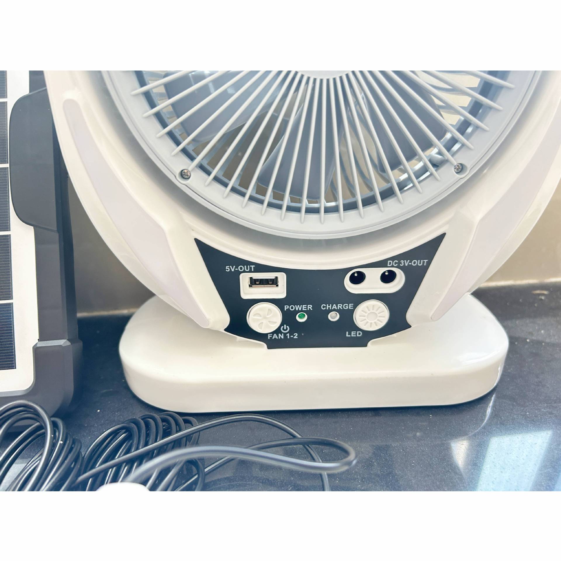 in stock factory direct 6 inch & 8 inch solar charging fan multi-function fan household LED table fan desktop wind