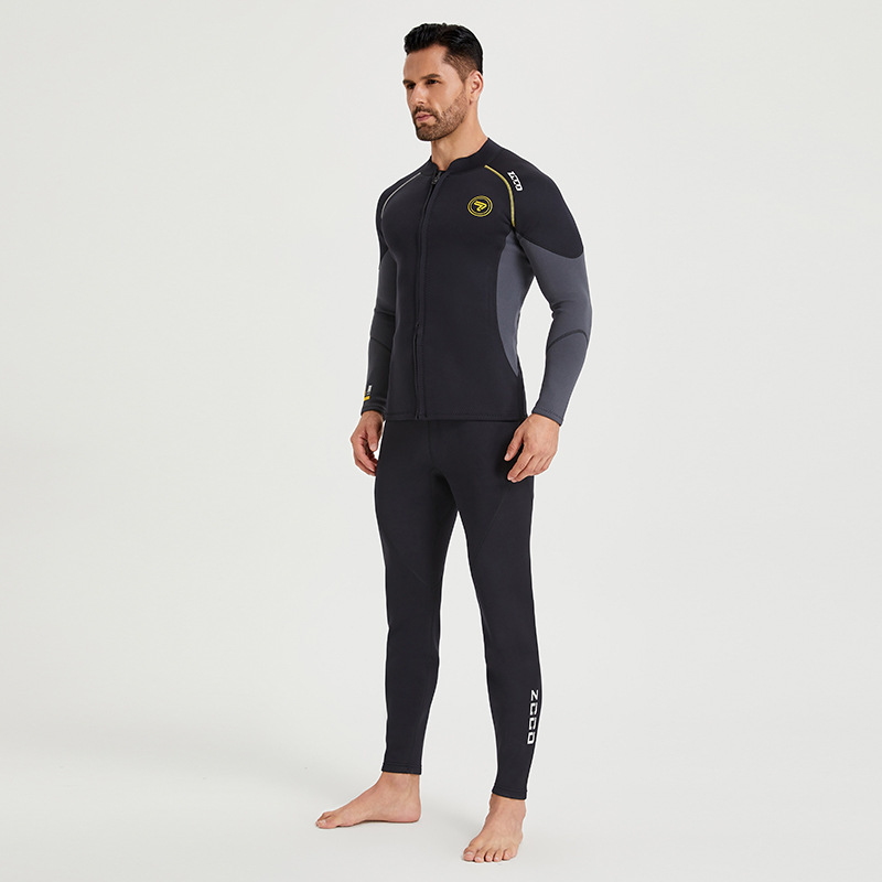 Zcco1.5Mm Wetsuit Split Top Long-Sleeved Snorkeling Suit Cold-Proof Warm Wetsuit Large Size Surfing Suit