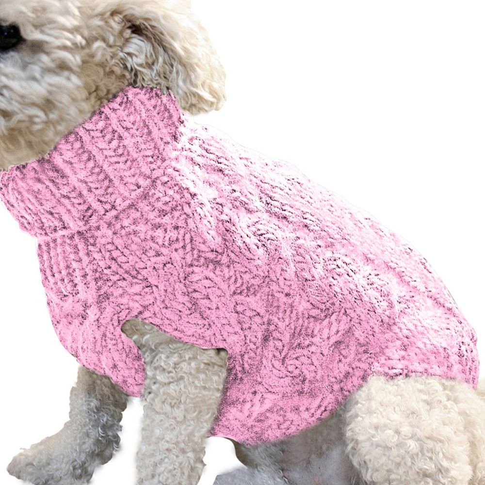 Pet Dog Sweater Fashion Trendy Autumn and Winter New Pet Clothes Solid Color Cable Knit Warm Comfortable Cross-Border