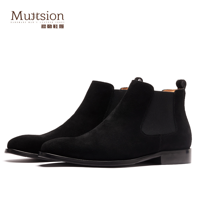 X601 [a generation of hair] Chelsea men's boots Martin short boots British Chinese help real leather boots high shoes men's shoes