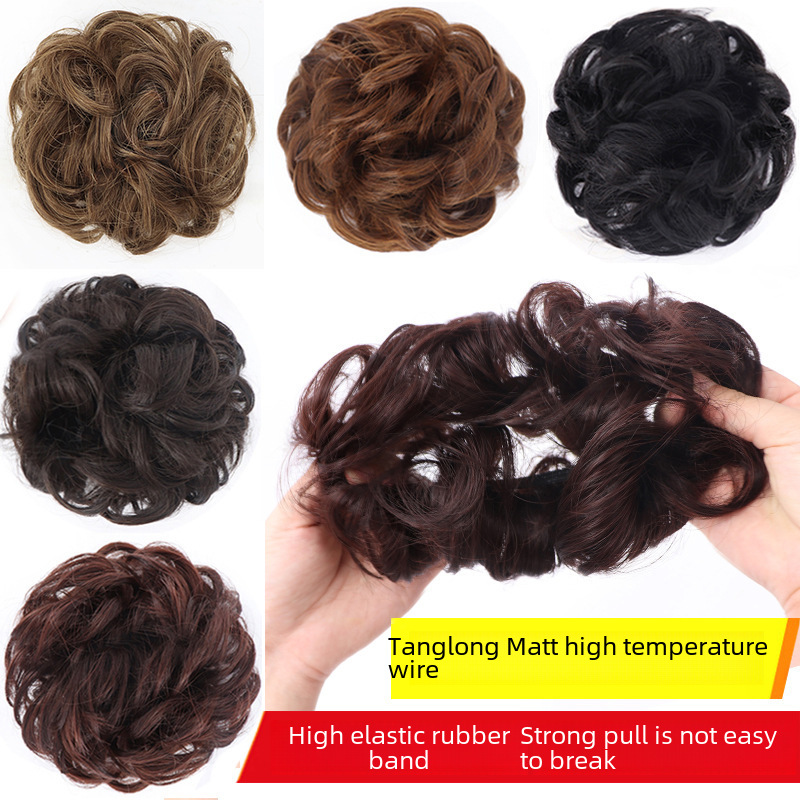 Hongxiu Selection - Wig Curly Hair Circle Women's Ball Hair Disk Fluffy Matte Simulated Hair Plate Buds Bun