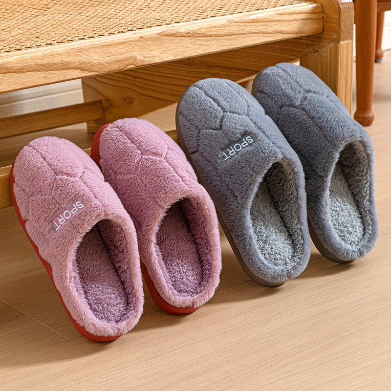 2024 Cotton Slippers for Women Autumn and Winter Indoor Furry Warm Confinement Shoes Home Non-Slip Wear-Resistant Cotton Slippers Wholesale Fleece-Lined