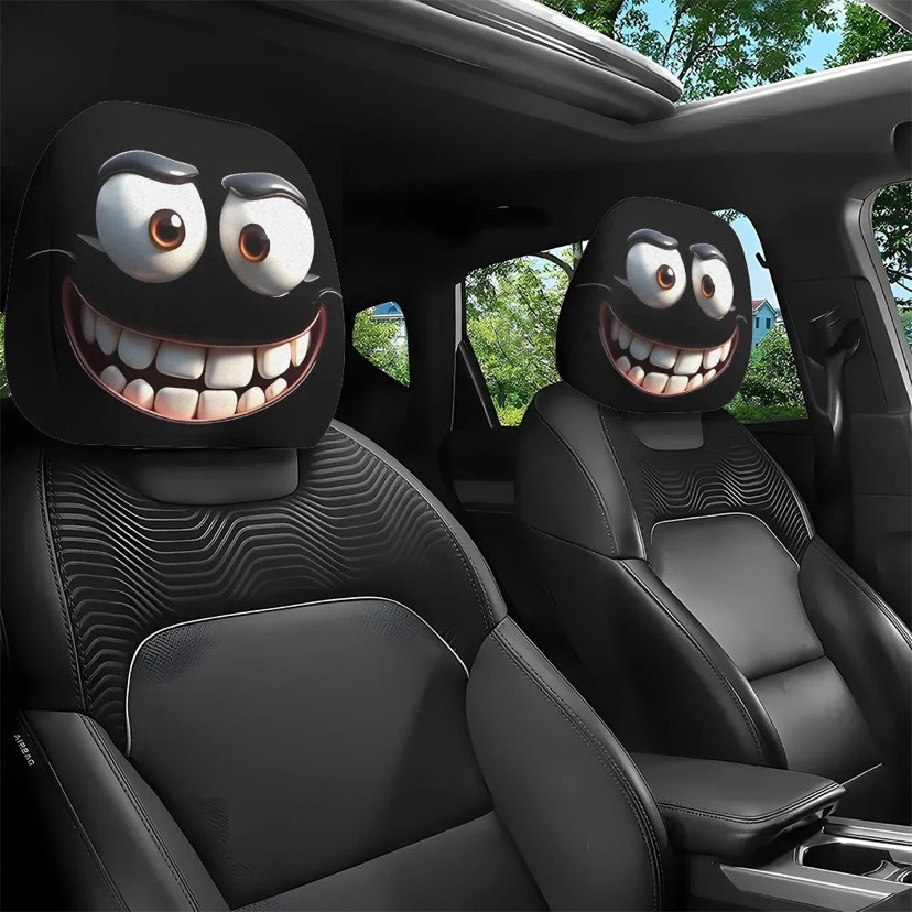 Foreign Trade Cross-Border Black Skull Car Printed Headrest Cover Universal Elastic Style Funny and Interesting Universal Headgear