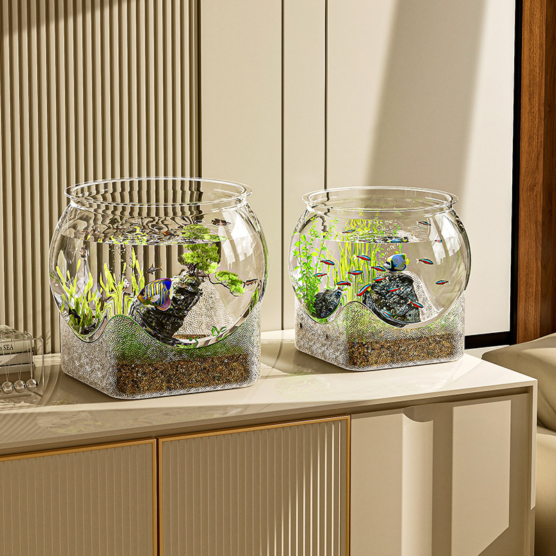 Fish Tank Desktop Small Landscaping Ecological Tank Office Transparent Turtle Tank Wholesale Plastic Anti-Fall and Anti-Break Goldfish Tank