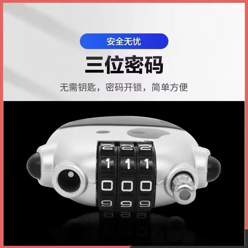 Three-position telescopic rope lock wire rope cow code lock skateboard luggage wire lock helmet lock ABS environmental protection CH