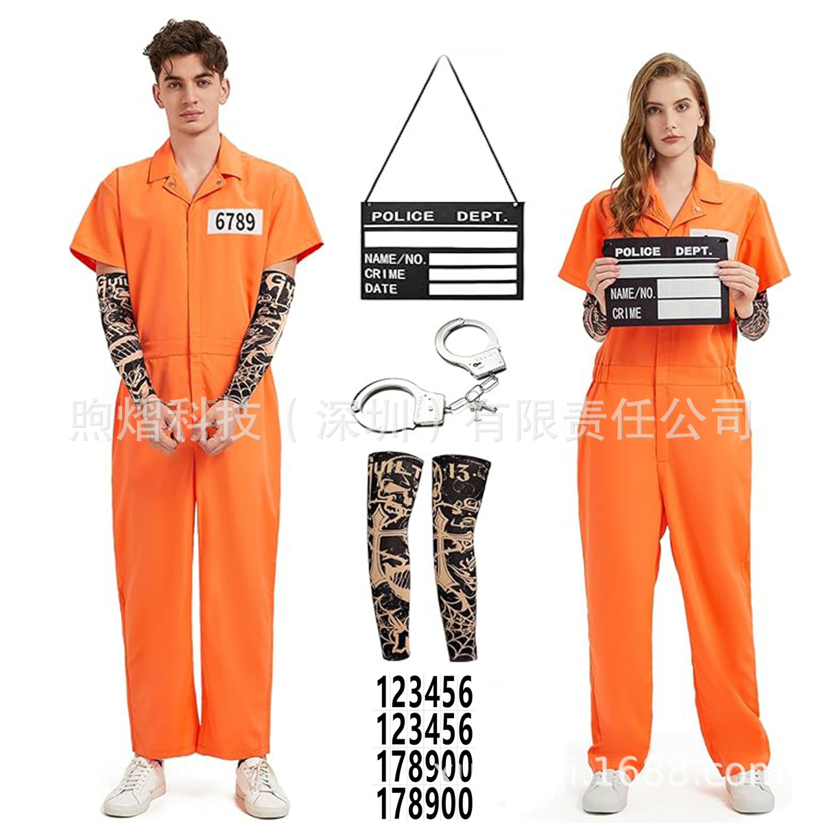 Cross-Border Halloween Cosplay Adult Prisoner Costume Prisoner Suit Suit Play Suit American Prison Uniform