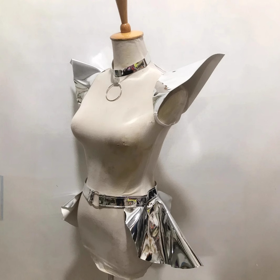 European and American Cross-Border Laser Colorful Leather Shoulder Wing Restraint Belt Stage Performance Waist Chain Trendy Belt