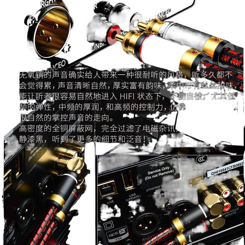 High-End Oxygen-Free Copper Two-To-Two Red and White Amplifier Audio Dual-Coaxial Monster Audio Signal Cable