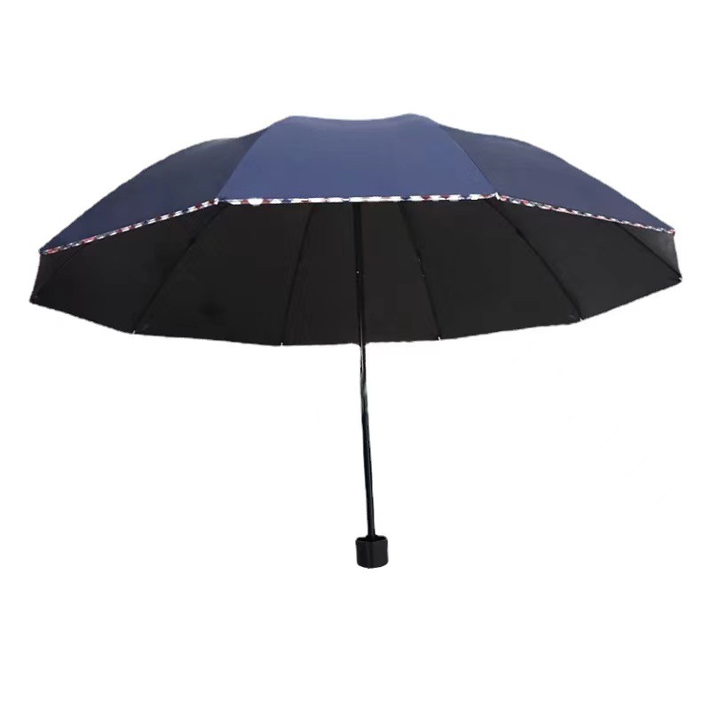 10-bone black glue edge covered plus size tri-fold sun umbrella sunny and rainy dual-use business printing logo sun umbrella advertising printing