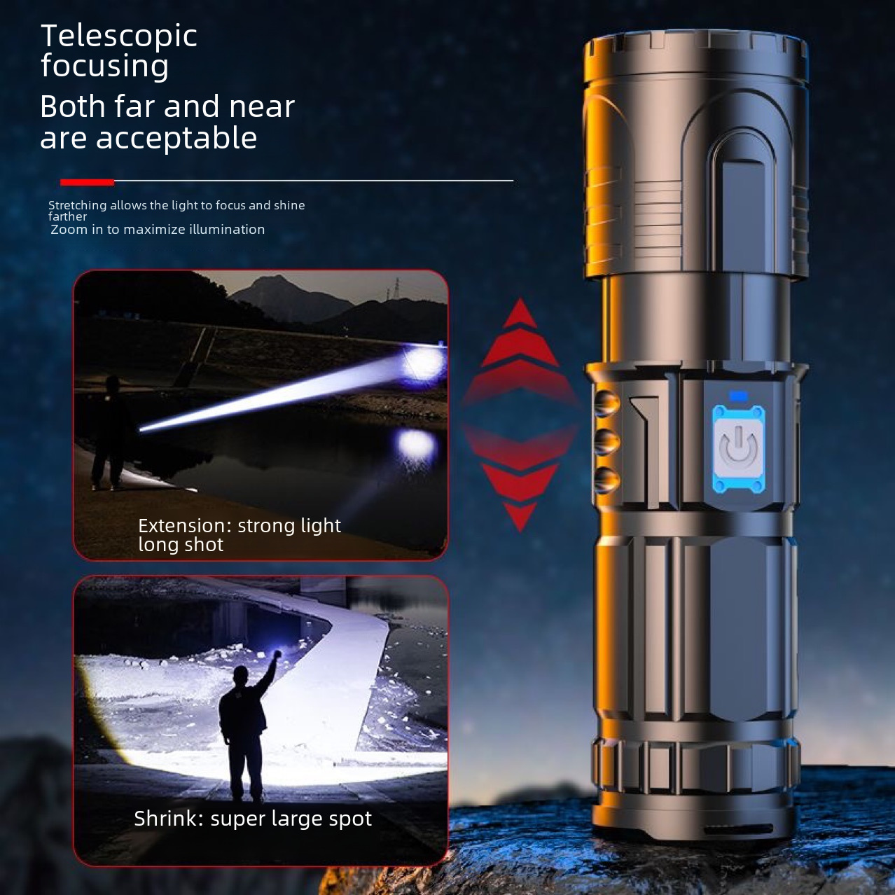 Super bright outdoor long-range laser flashlight multi-function light zoom high-power car light