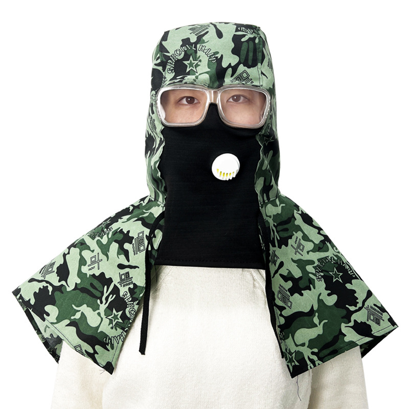 Camouflage cloak cap dustproof labor protection Denim shawl cap anti-gray anti-industrial dust polishing mask breathable wear-resistant