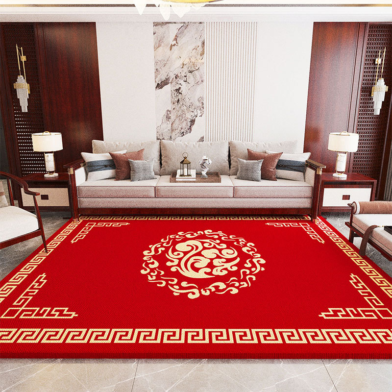 Red Festive Wedding Living Room Bedroom Bay Window Opening Ceremony Wool Blended Carpet Handmade Full Carpet