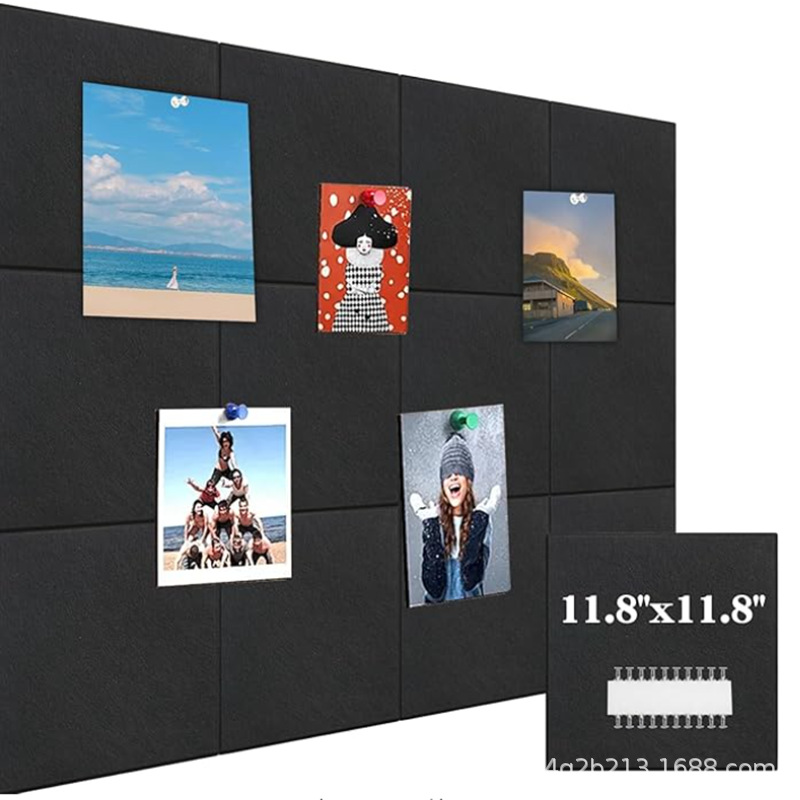 Soundproofing Panels Cross-Border Amazon 12-Piece Set Square Polyester Fiber Sound-Absorbing Panels Self-Adhesive Decorative Noise Reduction Soundproofing Panels