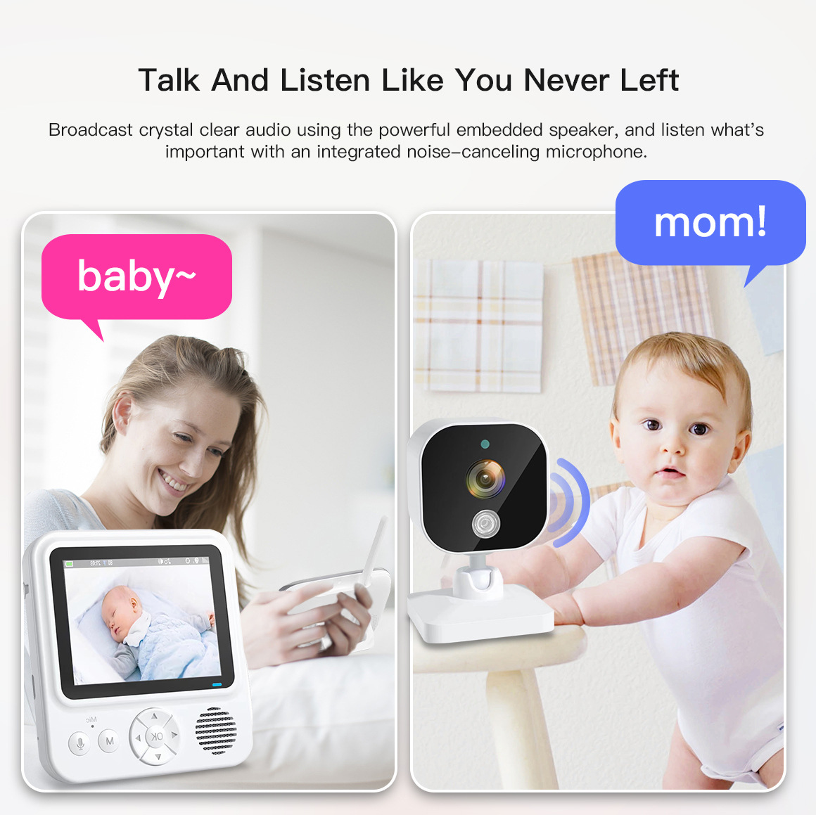 Baby monitor feeding timing two-way voice temperature monitoring music lullaby baby monitor