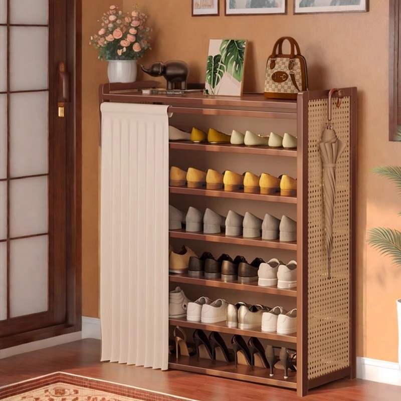 Многоярусный шкаф для обуви для входа в дом, большой шкаф для обуви для внутреннего коридора, простой бамбуковый новый модель 2025 года