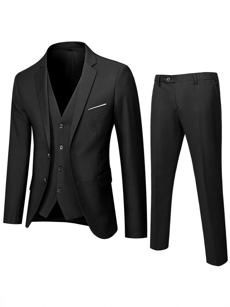 (Customization Consultation) Cross-Border Export Custom Suit Set Men's Suit Vest Men's Three-Piece Suit