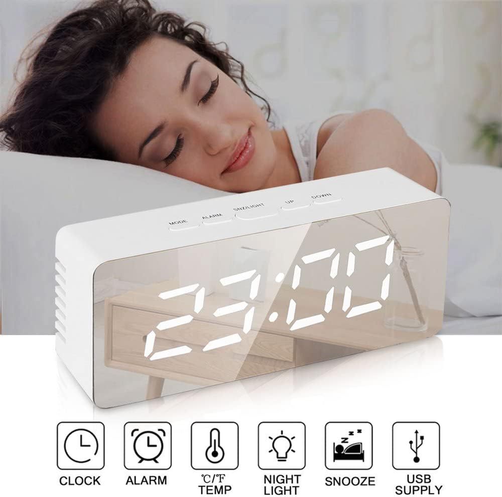 Electronic Alarm Clock for Students, Silent Bedroom Smart Night Light Digital Clock with Music Sound, Extra Loud Wall-Mounted Digital Clock
