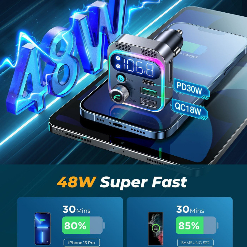 P17 Car Bluetooth Mp3 Music Player Car Fm Transmitter Pd20W Qc3.0 Car Mobile Phone Charging