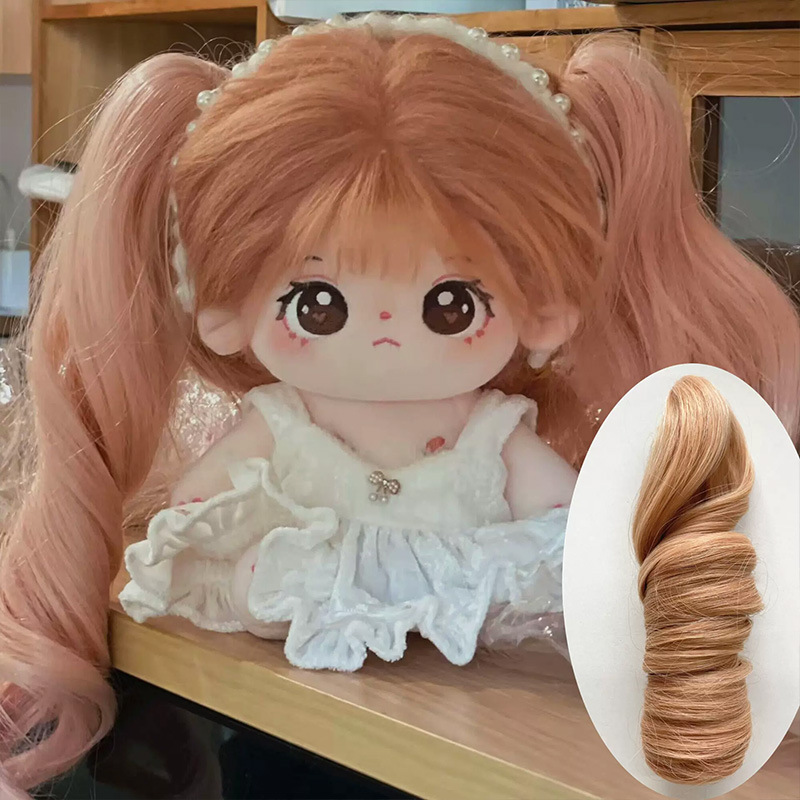 Cotton doll wig cartoon ponytail clip two-dimensional humanoid Doll Doll long curly hair factory in stock wholesale
