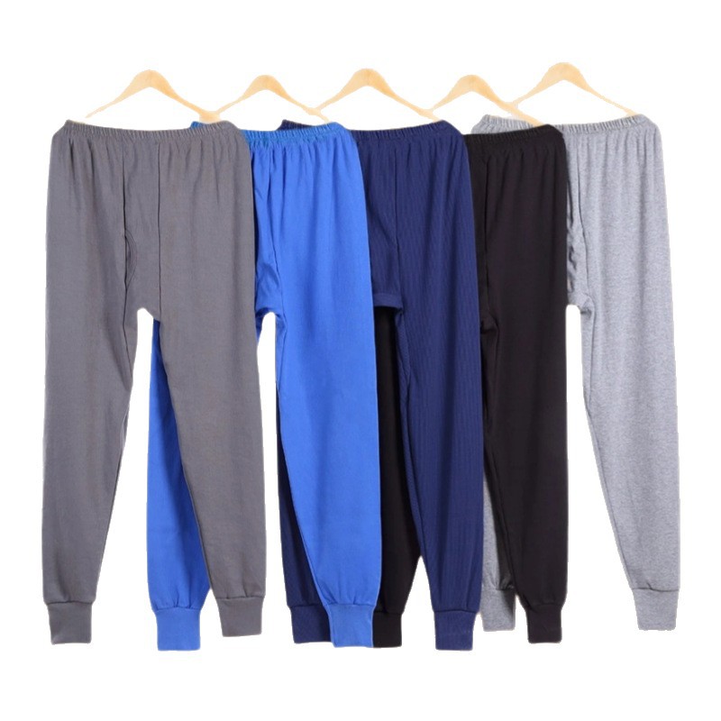 Middle-aged and elderly men's thickened fleece-lined long johns loose plus size velvet pants for the elderly men's one-piece brushed brushed long johns