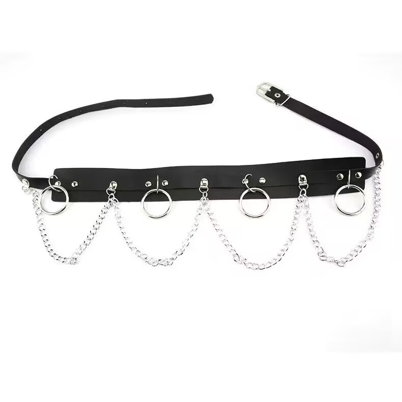 Dark Chain Punk Belt for Women, Hip-Hop Gothic Style, Suitable for Pairing with Dresses, Jk Jacket Decoration, Studded Belt