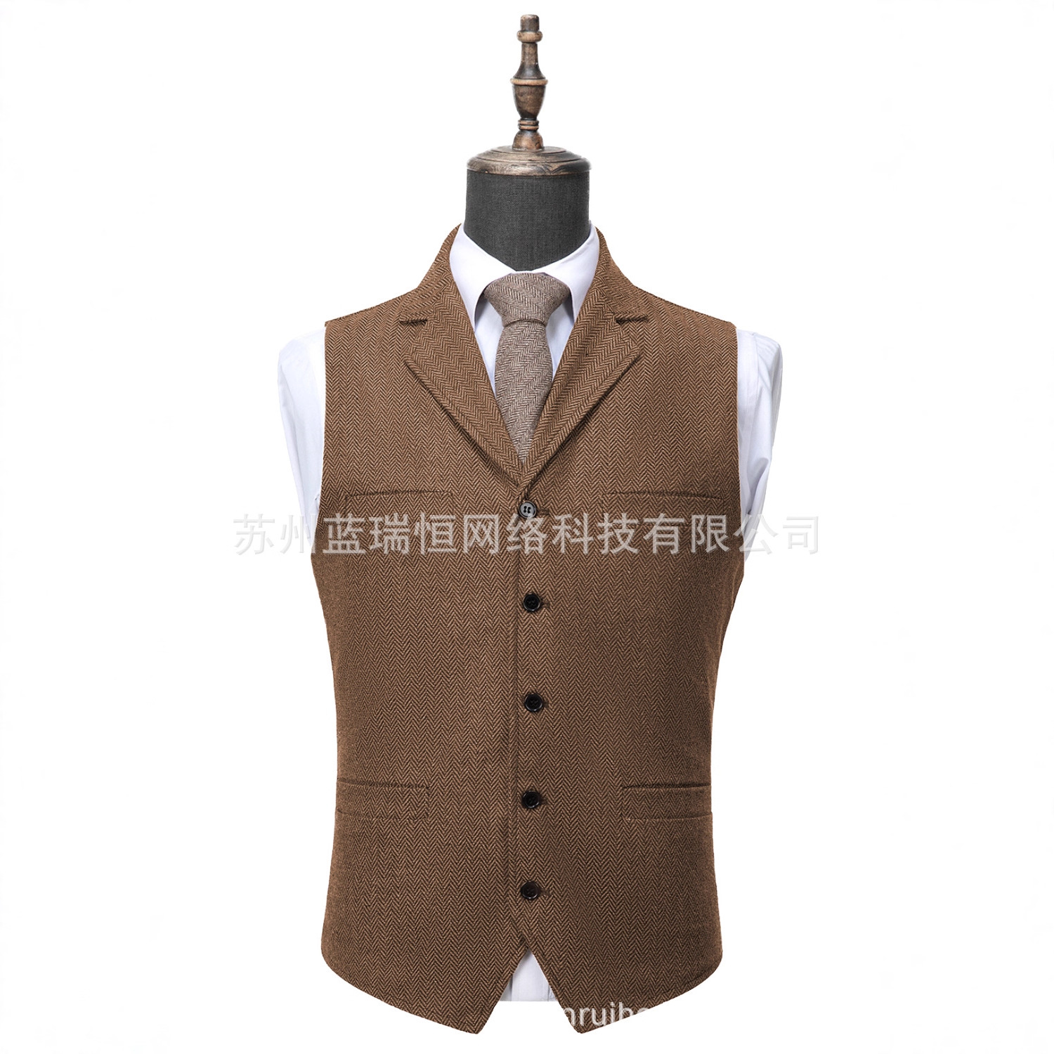 Amazon Hot Selling Spot Men's Vest Herringbone Pattern Groom Groomsmen Wedding Dress Vest Men Factory Direct Sale