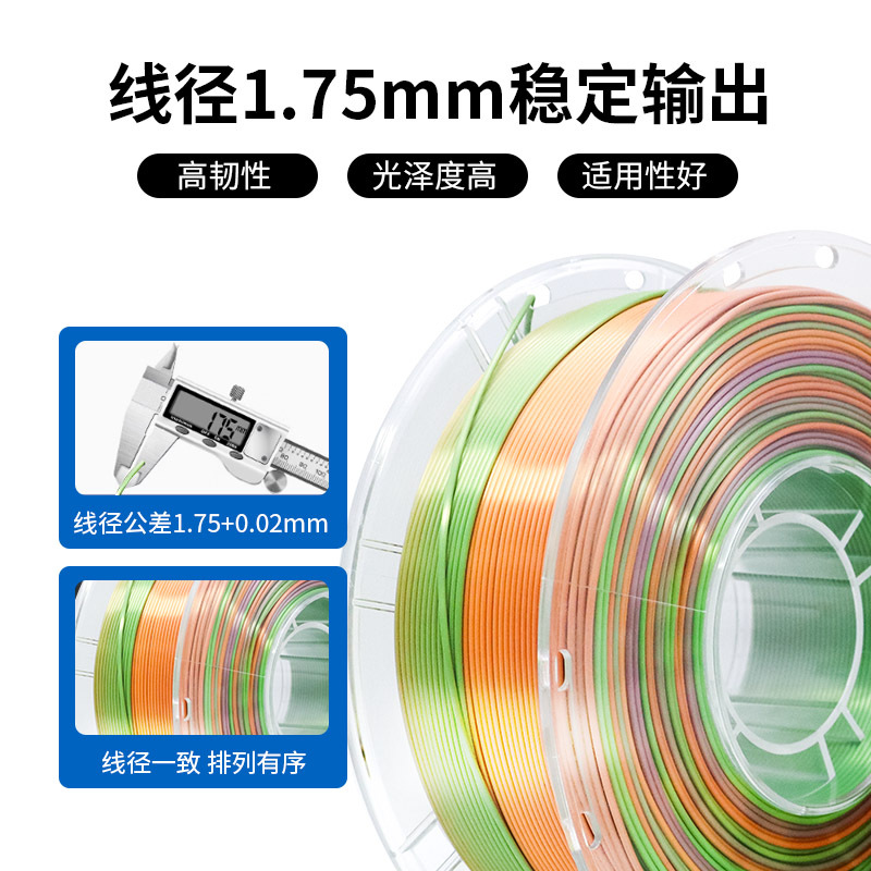 Corredy 3D Printer Pla Filament Rainbow Color Macaron Color Light Filament Fdm Material 1.75mm Matte Texture