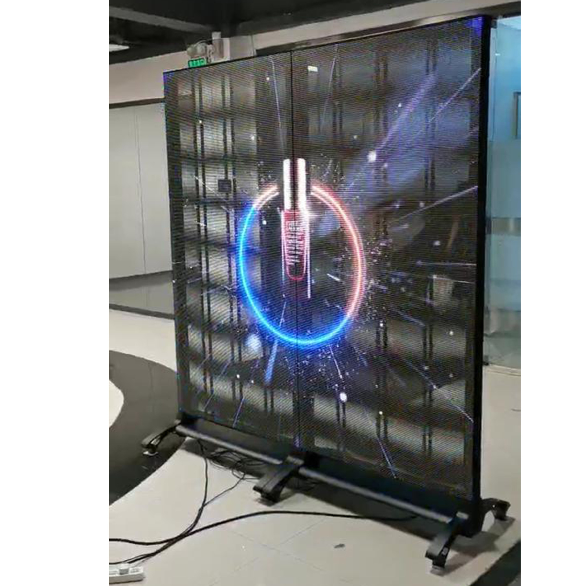 Transparent Flexible Crystal Display Mall Window Glass Tape Text Function Led Advertising Panel