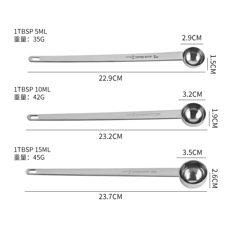 304 stainless steel coffee spoon long handle spoon mixing dessert spoon scale spoon fruit powder seasoning spoon