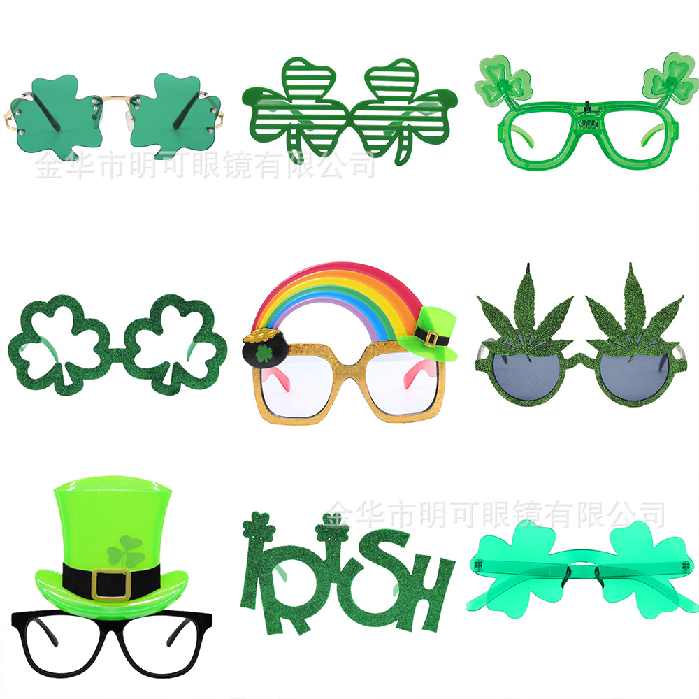Cross Border Irish Festival Clover Sunglasses Green Clover Glasses St Patrick's Day Party Glasses