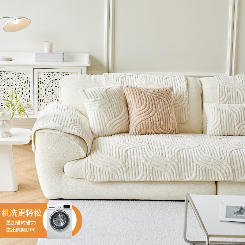 Cross-Border Exclusive Cream-Style Plush Velvet Sofa Cushion 2025 New Autumn and Winter Plush Thickened Seat Cushion Non-Slip Cover Cloth Towel