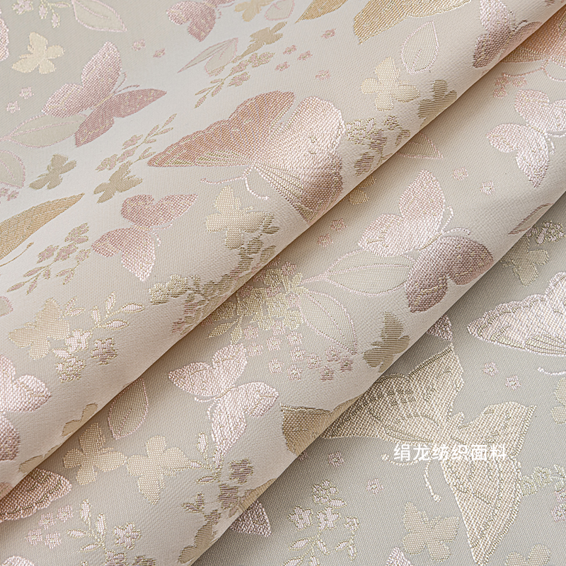 Butterfly Dream Imitation Song Brocade Brocade Jacquard Craft Glossy Texture High-End Chinese Style Han Dynasty Vest Cheongsam Fabric