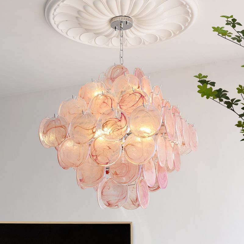 Grape Red Glass French Cream Medieval Art Round Light Luxury Living Room Bedroom Staircase Restaurant Chandelier