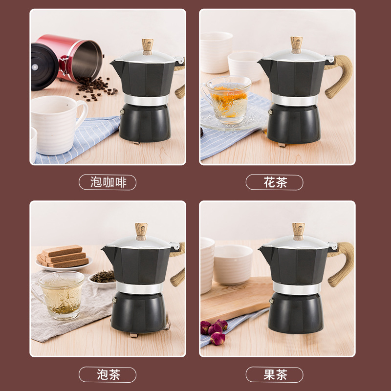 Explosive European style wood grain handle coffee pot Turkish coffee appliance outdoor portable coffee brewing tool