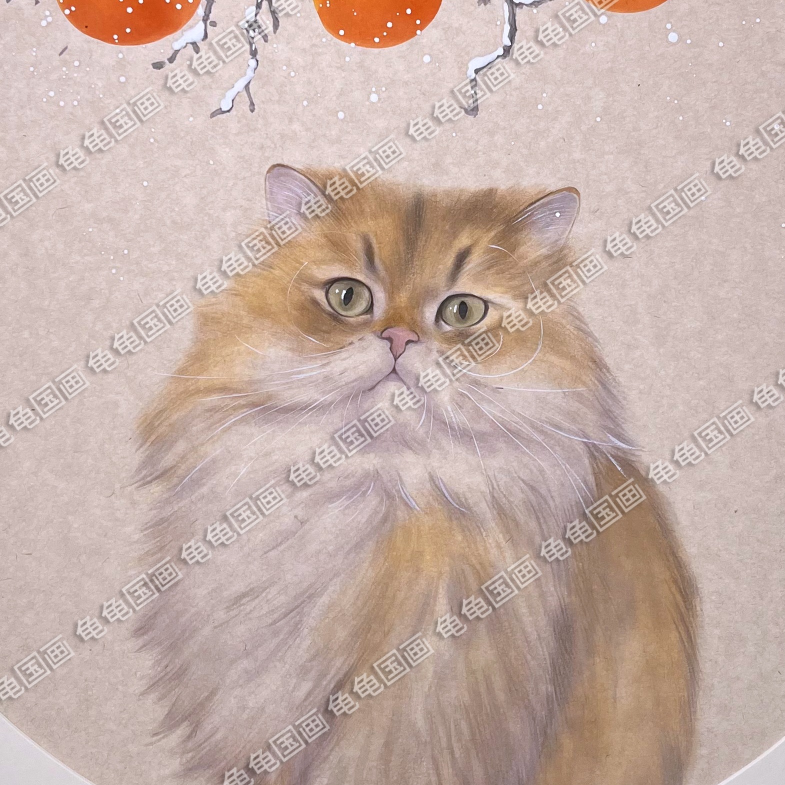 Cat Pure Hand-Painted Portrait Cat Portrait Painting Chinese Painting Watercolor Style Wall Painting Ink Hanging Mural